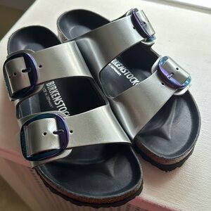 Birkenstock Silver big buckle 39 worn once